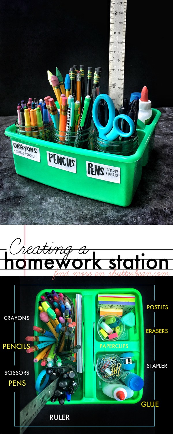 Creating a Homework Station is a great way to get yourself ready for the new school year! See more on Shutterbean.com