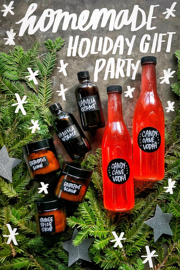 Host a Homemade Holiday Gift Party with the help of Nugget Markets! Find the recipes to sugar scrubs, infused vodka and vanilla extract on Shutterbean.com!