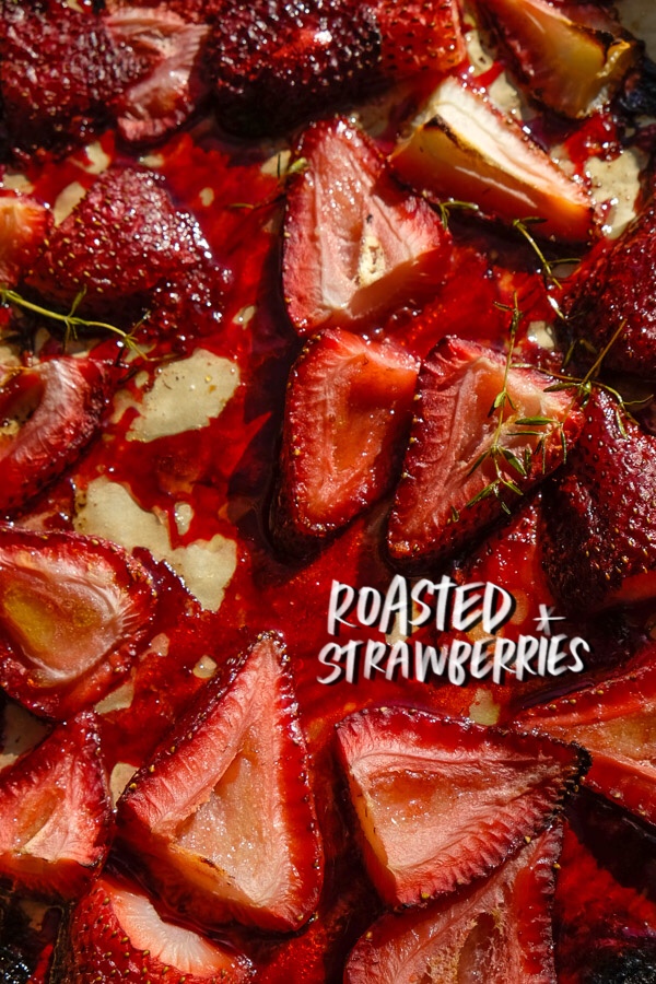 Roasted Strawberries are a fun way to use the fruit! Put them on top of toast or in your yogurt. Find the recipe on Shutterbean.com