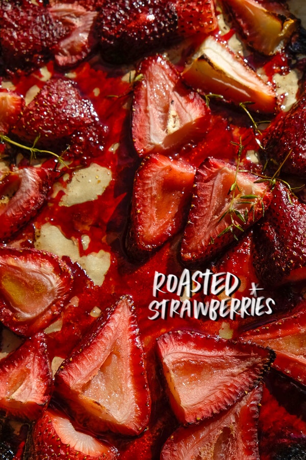 Roasted Strawberries are a fun way to use the fruit! Put them on top of toast or in your yogurt. Find the recipe on Shutterbean.com