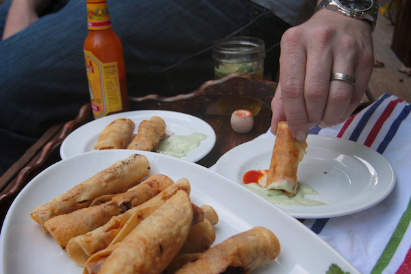 Tiny Taquitos w/ Avocado Cilantro Sauce