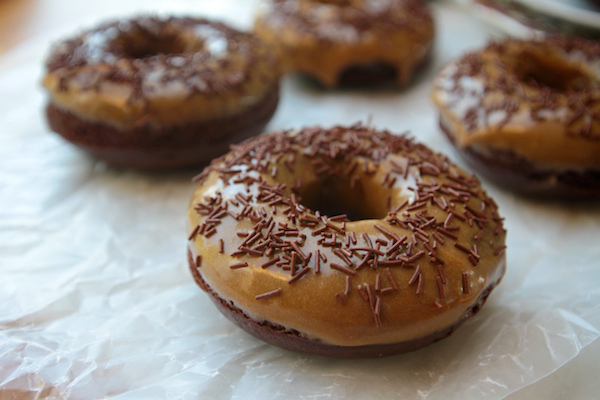 Baked Espresso Glazed Doughnuts