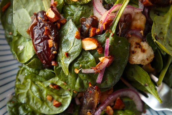 Spinach Salad with Dates & Almonds // shutterbean