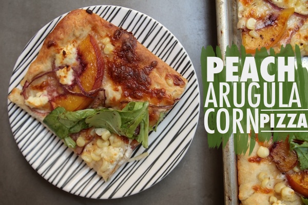 Peach Arugula Corn Pizza // shutterbean