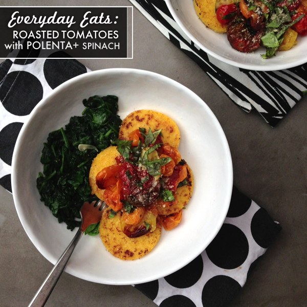 Roasted Tomatoes with Polenta & Spinach