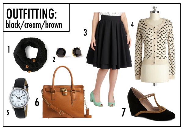 OUTFITTING: Black/Cream/Brown