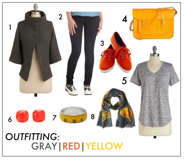 OUTFITTING: Gray/Red/Yellow