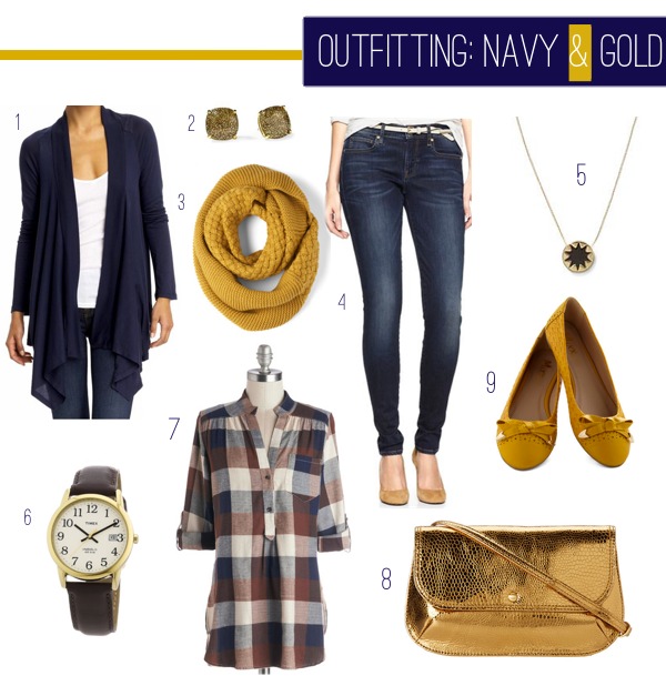 OUTFITTING: Navy & Gold
