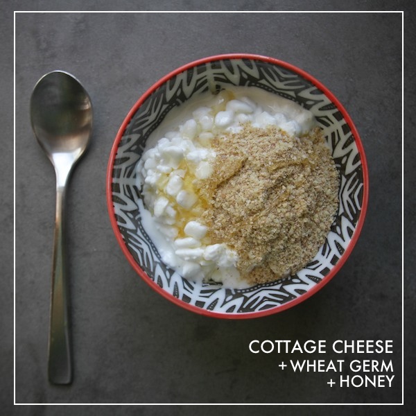 Healthy Snack: Cottage Cheese + Wheat Germ + Honey