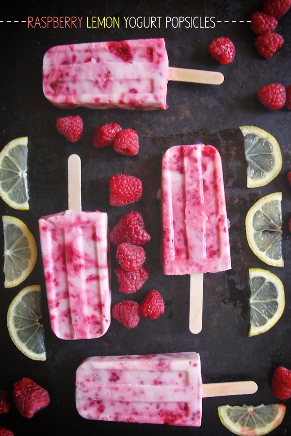 Raspberry Lemon Yogurt Popsicles