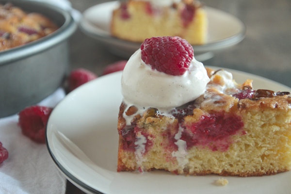 Lemon Cake with Raspberries & Pistachios // shutterebean