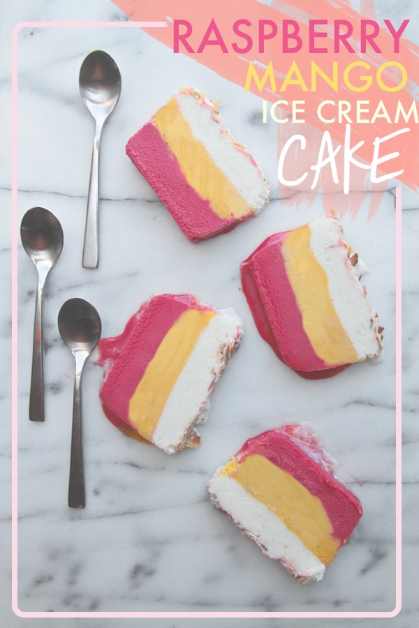 Raspberry Mango Ice Cream Cake