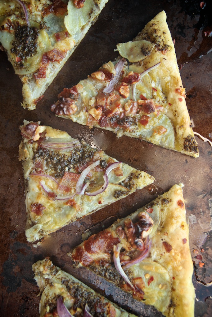 Pesto Potato Bacon Pizza