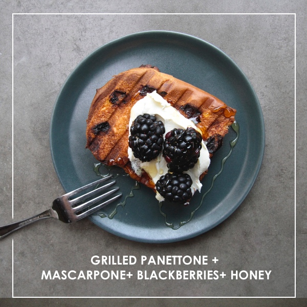 Grilled Panettone w/ Blackberries & Mascarpone