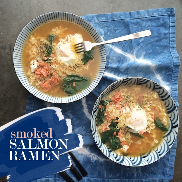 Smoked Salmon Ramen- a quick way to fancy up packaged ramen!  Check out more at Shutterbean.com