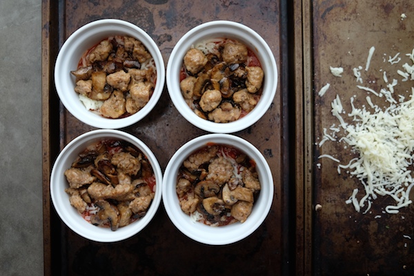 Sausage + Mushroom Pizza Bowls || shutterbean 