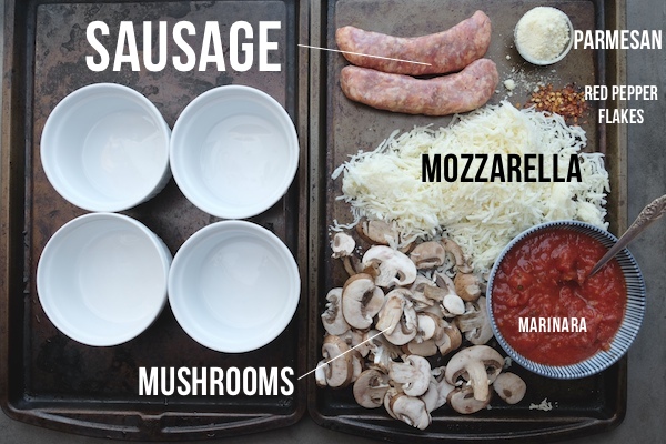 Sausage + Mushroom Pizza Bowls || shutterbean 