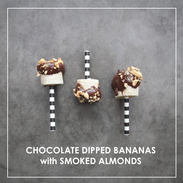 Chocolate Dipped Bananas with Smoked Almonds