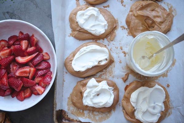 Brown Sugar Meringues with Strawberries & Cream // shutterbean