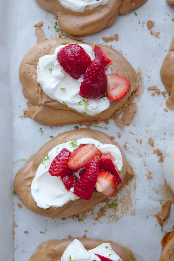 Brown Sugar Meringues with Strawberries & Cream // shutterbean