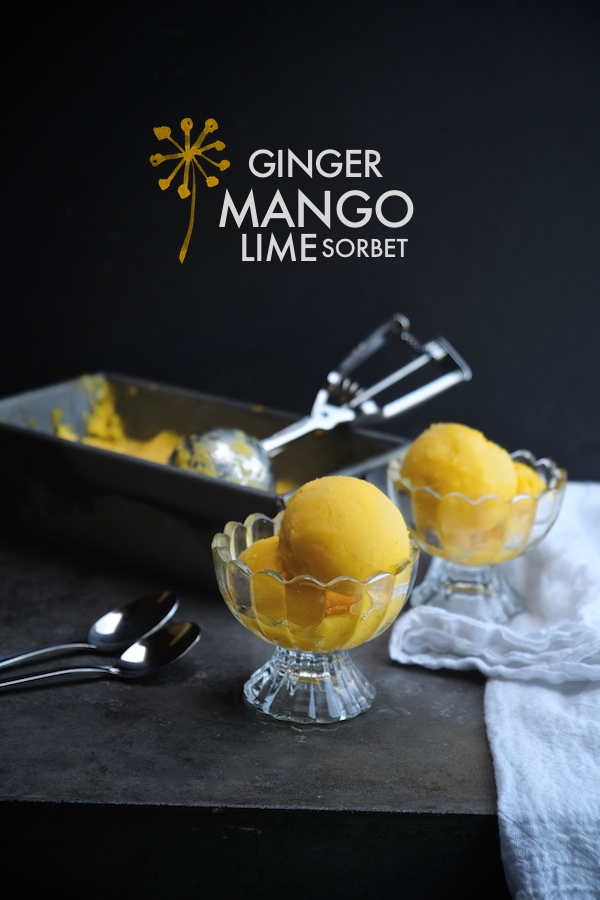 Ginger Mango Lime Sorbet made INSTANTLY with @vitamix blender. Find the recipe on Shutterbean.com!