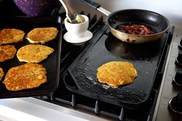 Cheddar Chive Cornmeal Pancakes // shutterbean