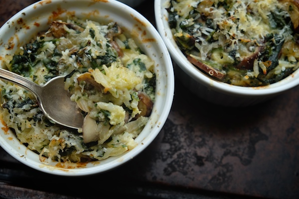 Mushroom & Spinach Baked Rice Bowls // shutterbean