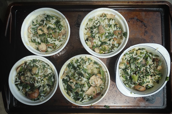 Mushroom & Spinach Baked Rice Bowls // shutterbean