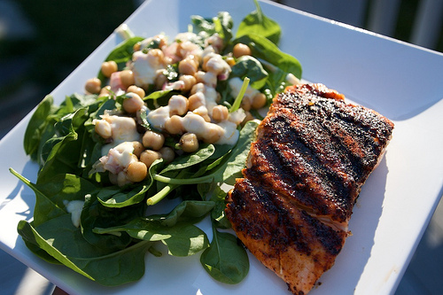 Spiced Rubbed Salmon with Chickpea Salad