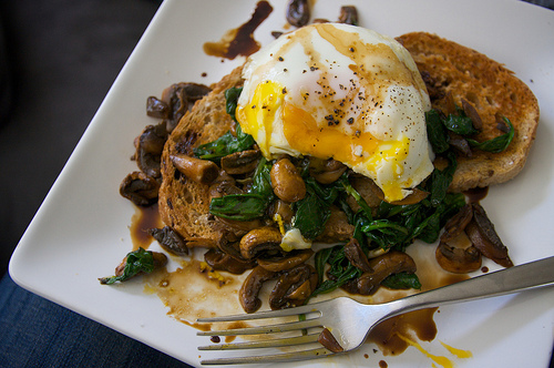 Fried Egg with Mushrooms & Spinach