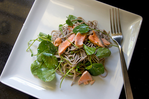 Soba with Salmon and Watercress
