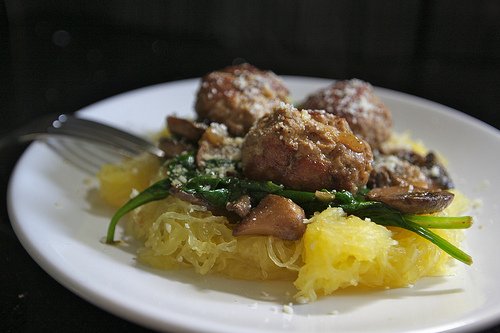 Spaghetti Squash with Turkey Meatballs