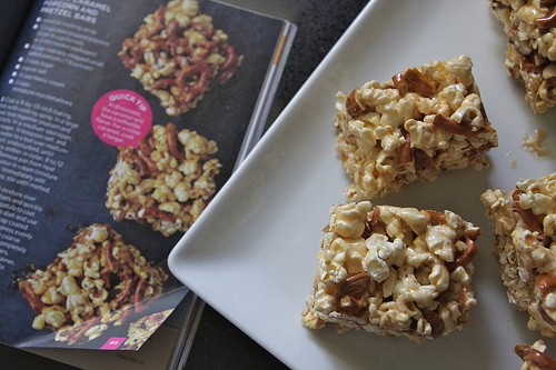 Salted Caramel Popcorn Pretzel Bars