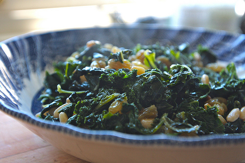 Kale with Golden Raisins & Pine nuts