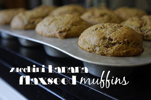 Zucchini Banana Flaxseed Muffins