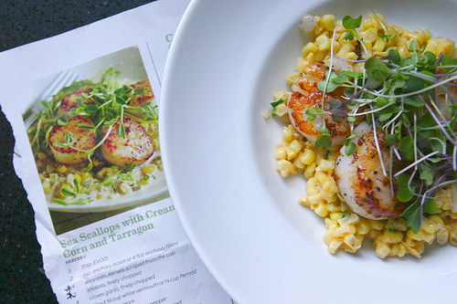 Scallops with Creamed Corn and Tarragon