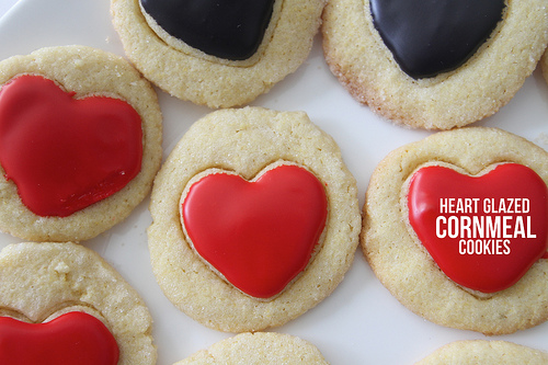 Heart Glazed Cornmeal Cookies