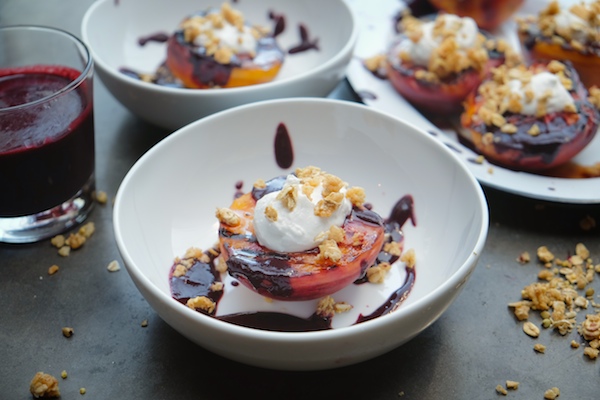 Grilled Peaches with Blackberry Sauce. Find the recipe at Shutterbean.com! 