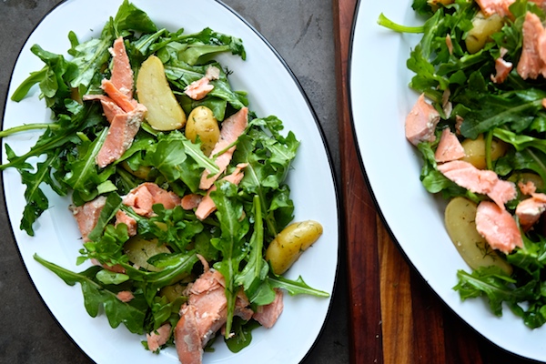 Salmon Potato Arugula Salad with a Dill Dressing is a simple/fancy salad to add to your rotation. Find the recipe at Shutterbean.com! 