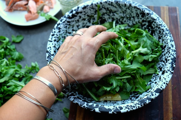 Salmon Potato Arugula Salad with a Dill Dressing is a simple/fancy salad to add to your rotation. Find the recipe at Shutterbean.com! 