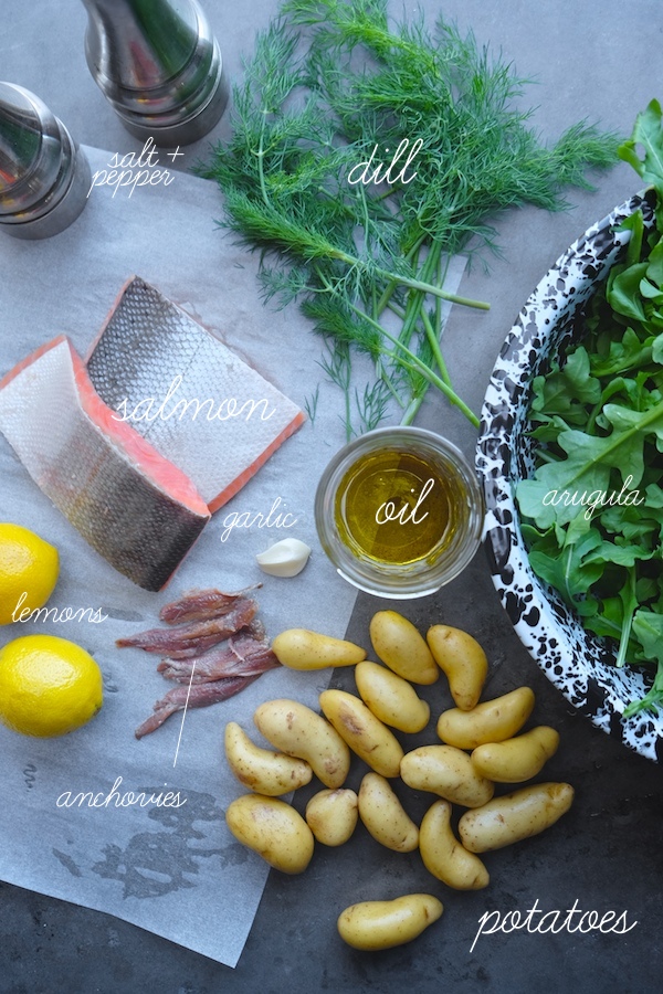 Salmon Potato Arugula Salad with a Dill Dressing is a simple/fancy salad to add to your rotation. Find the recipe at Shutterbean.com! 