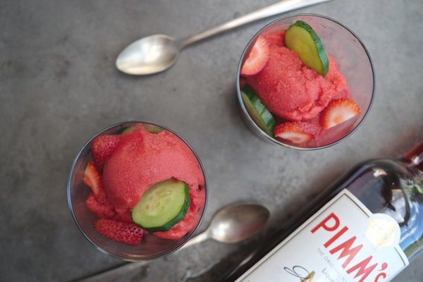 Fresh strawberry sorbet gets enchanted with Pimm's Liqueur. Check out the recipe for Strawberry Pimm's Sorbet on Shutterbean.com!