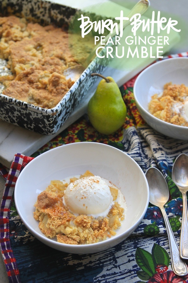 Burnt Butter Pear Ginger Crumble is the perfect way to celebrate pear season. Check out the recipe on Shutterbean.com! 