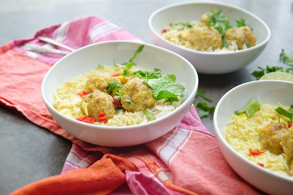 Ginger Pork Meatballs with a delicious Coconut Broth will warm up your weeknight dinners. Find the recipe at Shutterbean.com! 