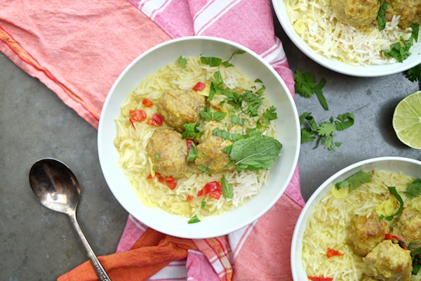 Ginger Pork Meatballs with a delicious Coconut Broth will warm up your weeknight dinners. Find the recipe at Shutterbean.com! 