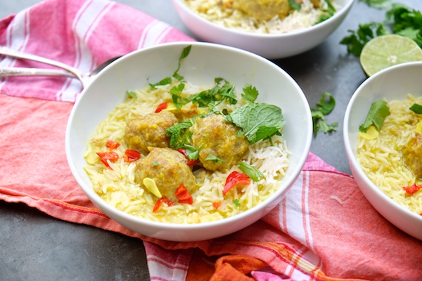 Ginger Pork Meatballs with a delicious Coconut Broth will warm up your weeknight dinners. Find the recipe at Shutterbean.com! 