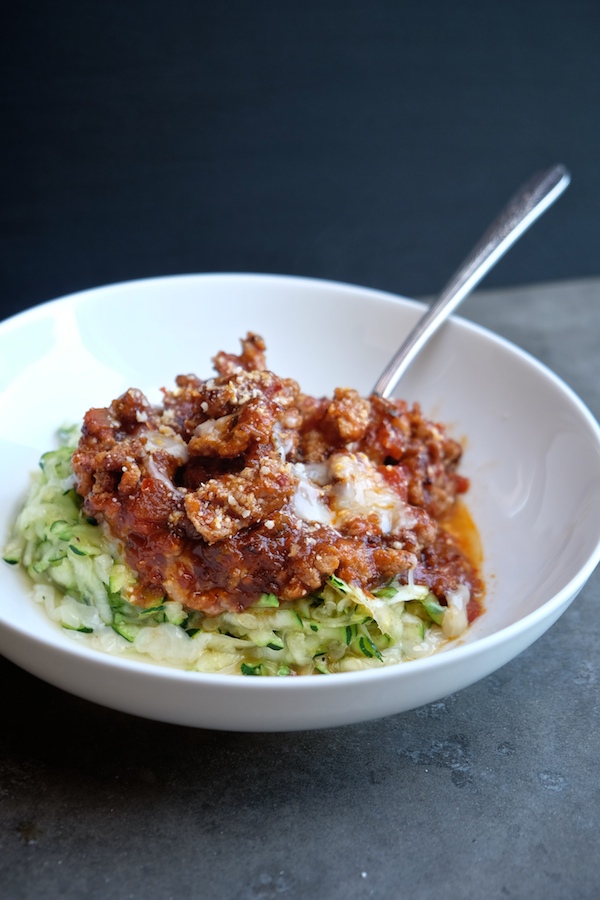 Whip up a really quick dinner for one with this Zucchini Noodles & Sausage recipe on Shutterbean.com !