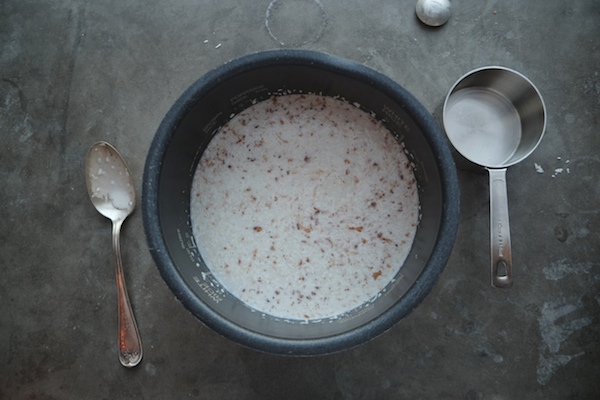 Coconut Steel Cut Oats made with coconut milk in the rice cooker! Find the recipe on Shutterbean.com!