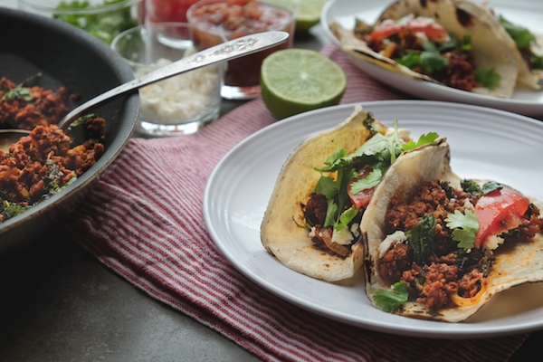 Kale Soyrizo Tacos for a quick vegetarian weeknight meal! Find the recipe on shutterbean.com 