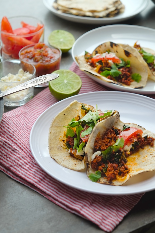 Kale Soyrizo Tacos for a quick vegetarian weeknight meal! Find the recipe on shutterbean.com 